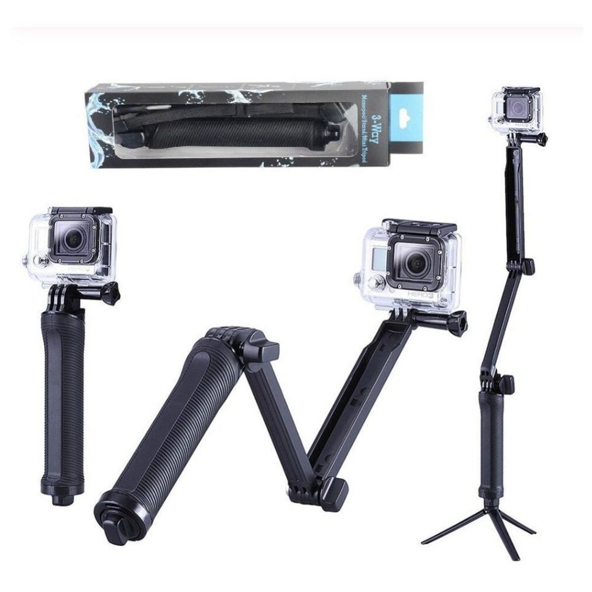 GENERICO - Monopod trípode versátil de 3 vías para cámaras de acción