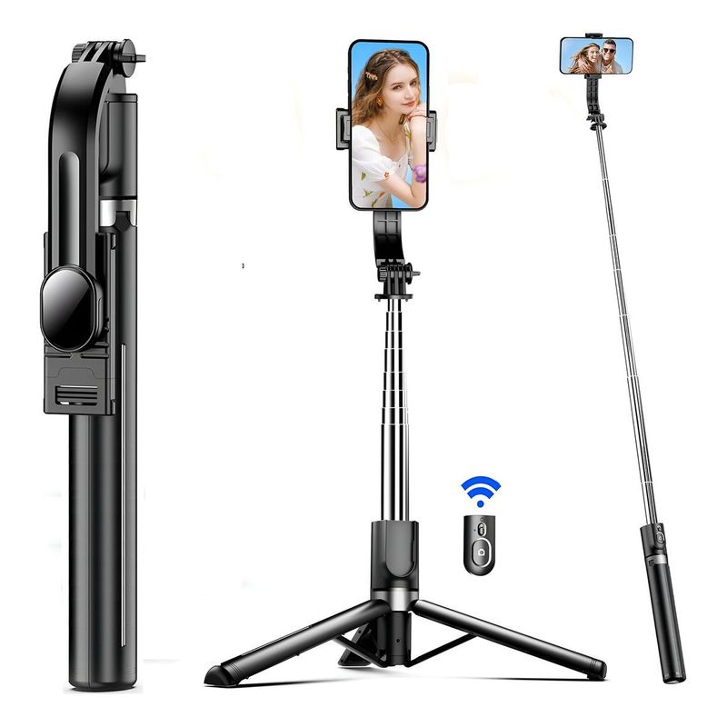 GENERICO - Palo Selfie Tripode Compacto 3 en 1 con Control Remoto Bluetooth