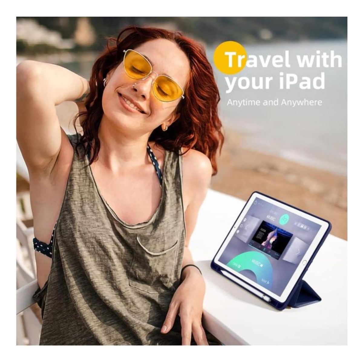 GENERICO - Funda flexible para iPad 102 con slot para Pencil y protección