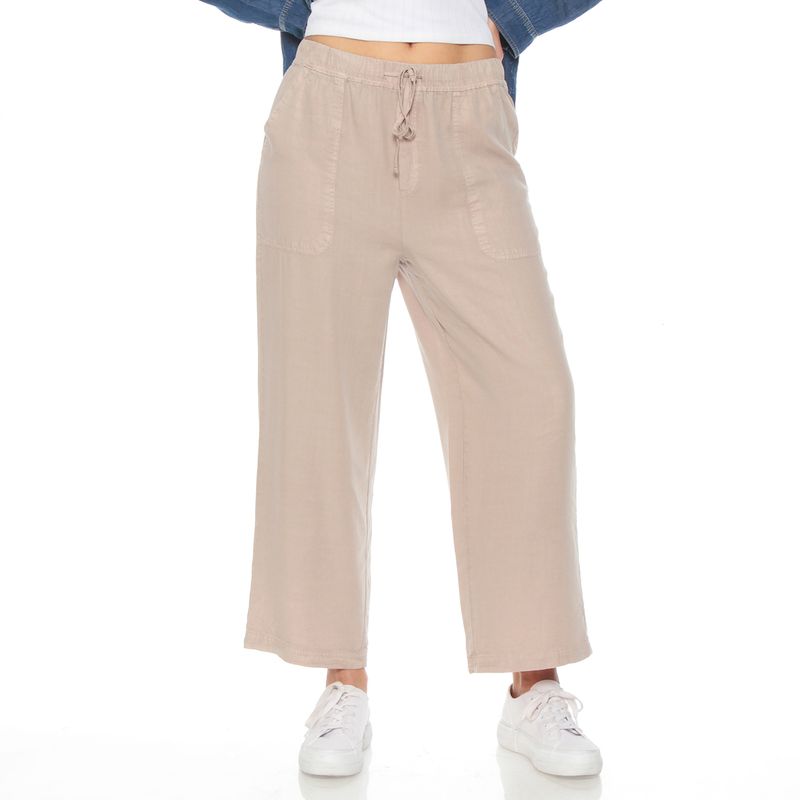 WADOS - PANTALON CROP LINO LYOCELL TIRO ALTO PRETINA ELASTICADA