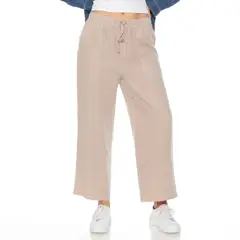 WADOS - PANTALON CROP LINO LYOCELL TIRO ALTO PRETINA ELASTICADA