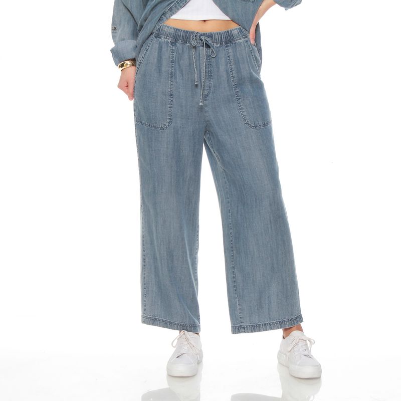 WADOS - PANTALON CROP LINO LYOCELL TIRO ALTO PRETINA ELASTICADA