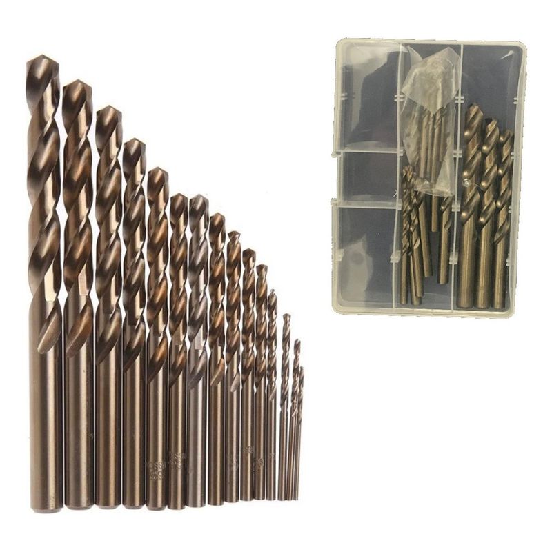 GENERICO - Set de 15 Brocas HSS Cobalto para Metales Duros y Fierro