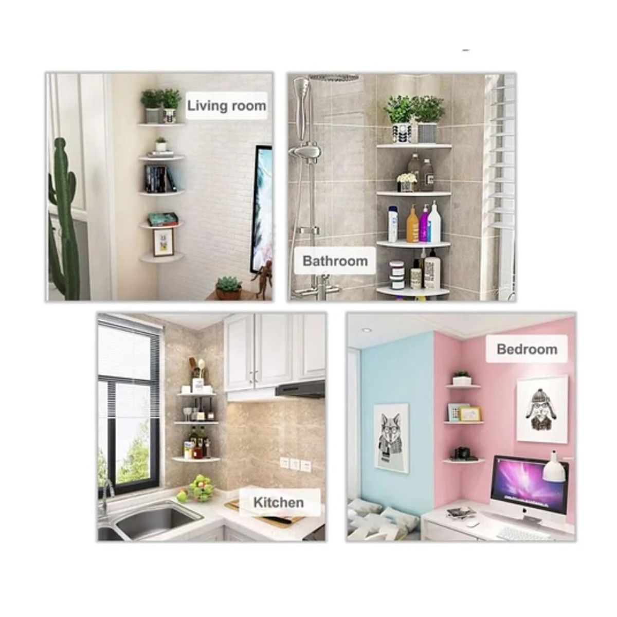 GENERICO - Repisa Esquinero Estante Flotante 4 Niveles Blanco