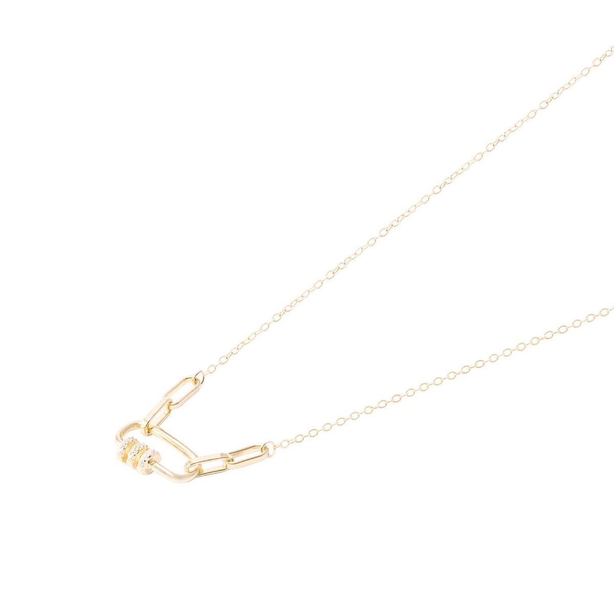 JB JOYAS BARON - Collar Revestido de Oro 18kt Rectángulo y Círculos Circonita