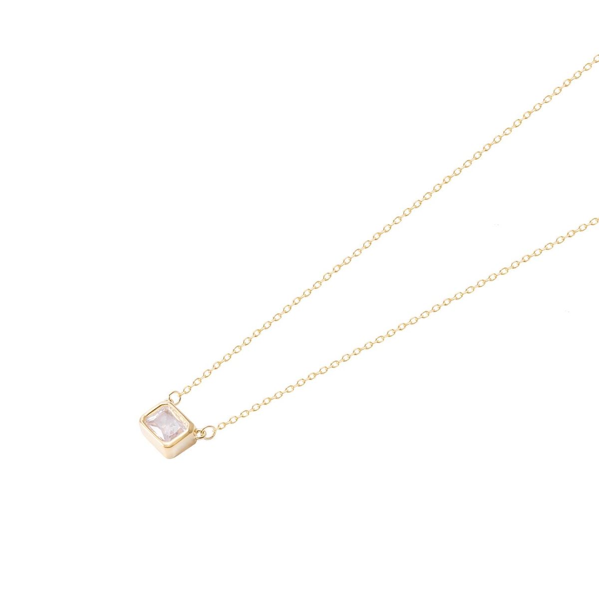 JB JOYAS BARON - Collar Revestido en Oro 18kt Rectángulo Circonita