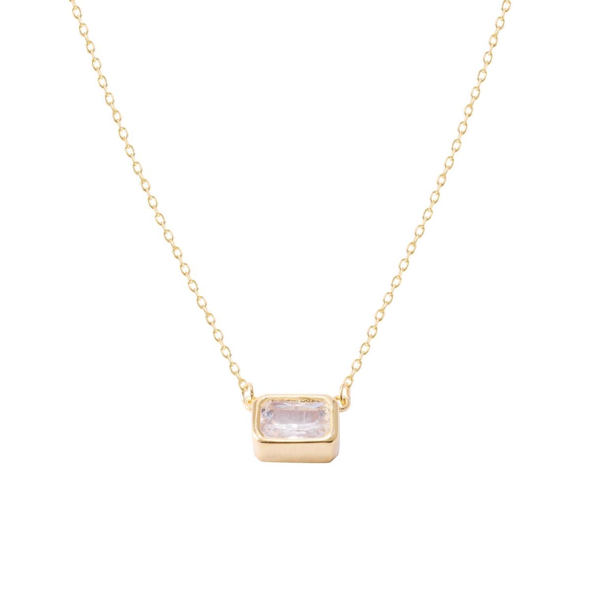 JB JOYAS BARON - Collar Revestido en Oro 18kt Rectángulo Circonita