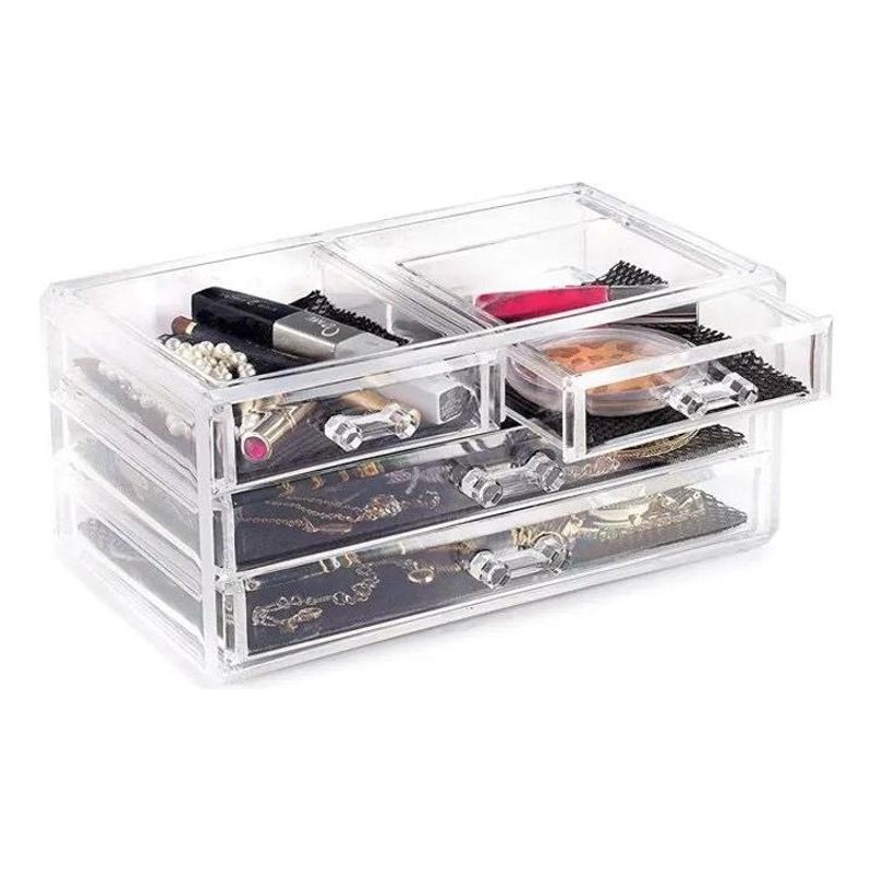 GENERICO - Organizador Acrílico para Maquillaje con 4 Cajones Transparente