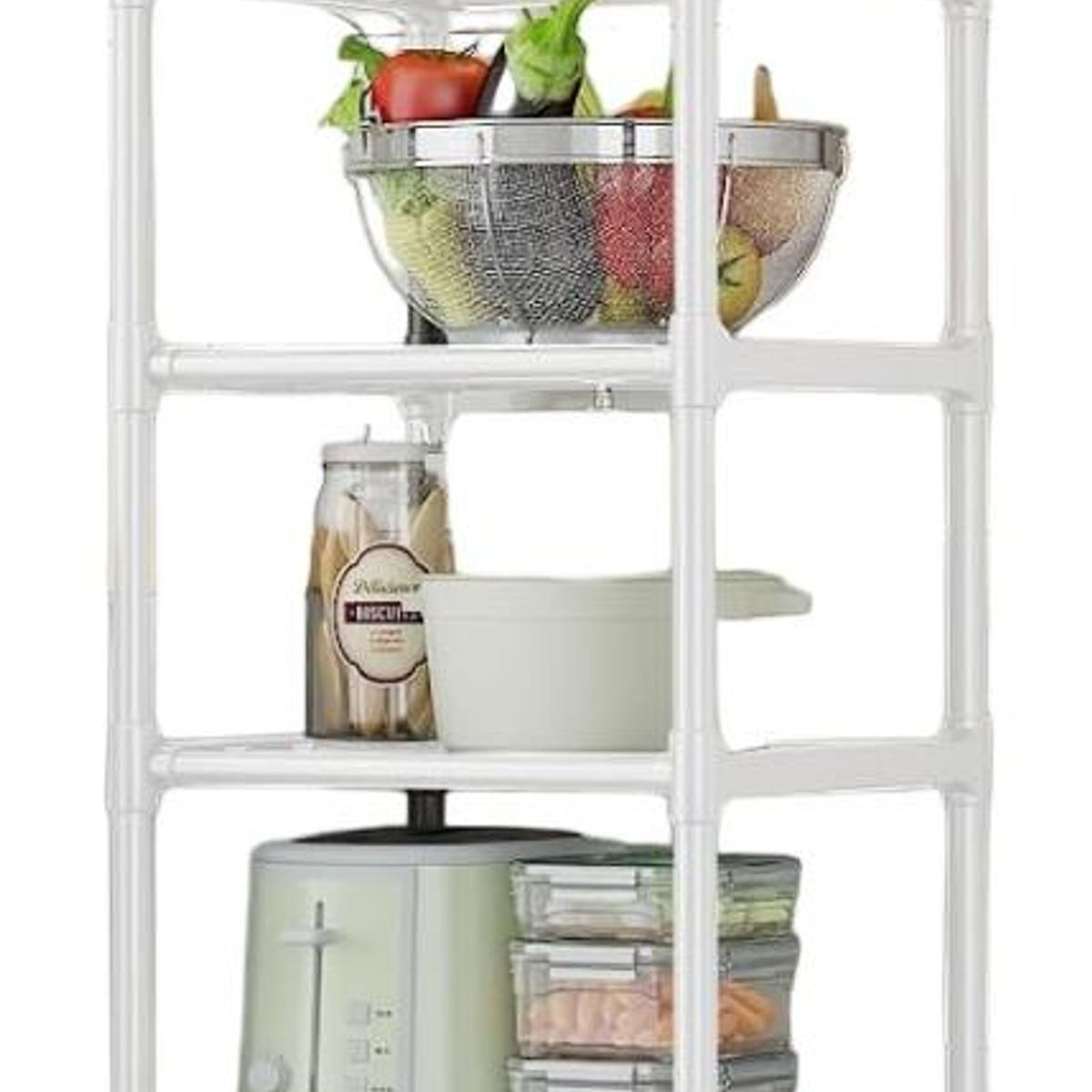 GENERICO - Estante Multifuncional 5 Niveles con Ruedas y Percheros