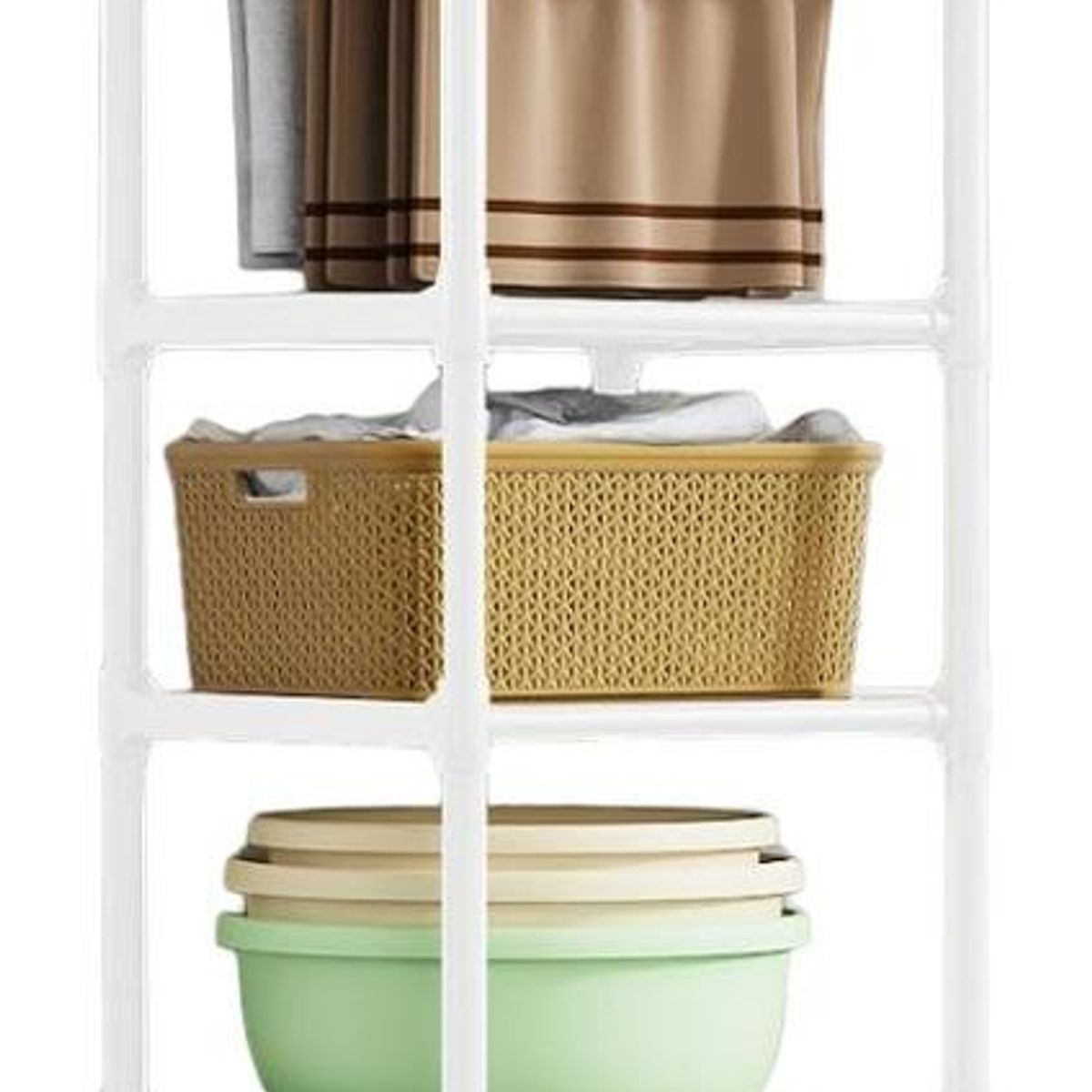 GENERICO - Estante Multifuncional 5 Niveles con Ruedas y Percheros