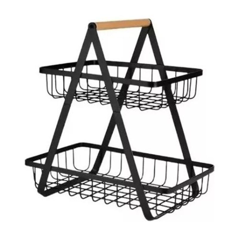 GENERICO - Cesta Organizador de Frutas y Verduras de Metal 2 Niveles