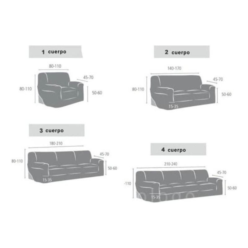 GENERICO - Funda Elástica para Sillón de 2 Cuerpos Lavable y Antialérgica