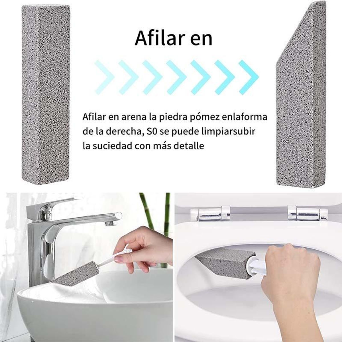 GENERICO - Limpiador Inodoro de Piedra Pómez con Mango Ergonomico