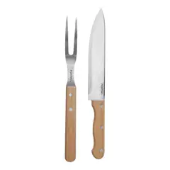 FONTINA - Set Parrillero Cuchillo + Trincho Acero Mango de Madera