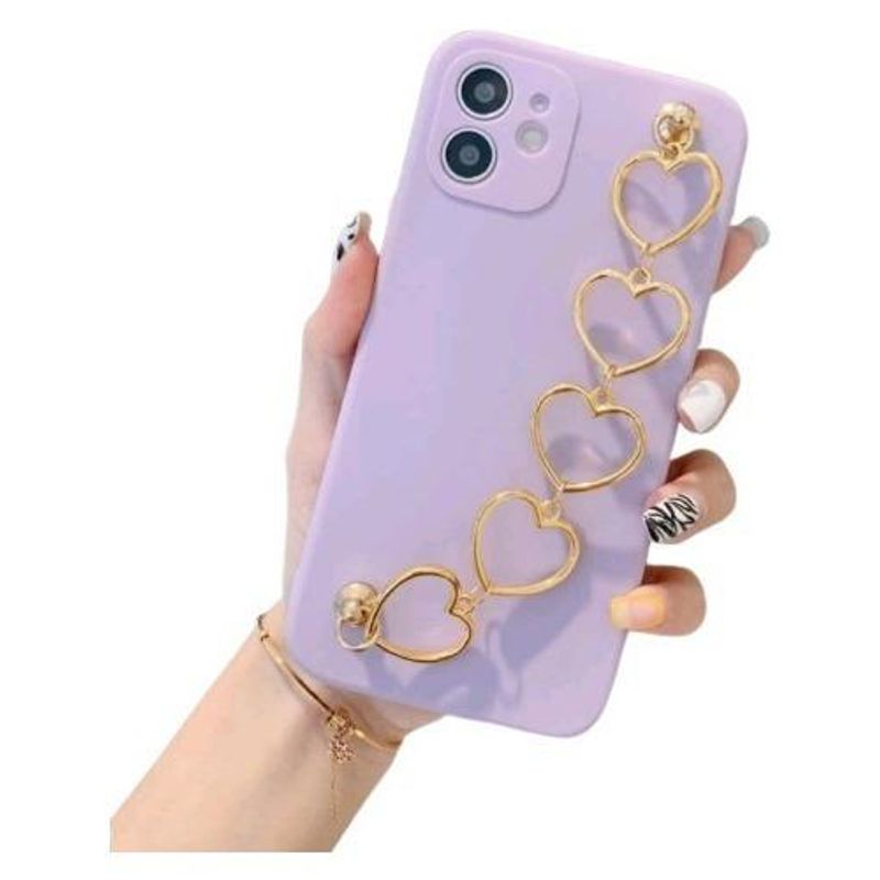 GENERICO - Funda Lila con Cadena de Corazón para iPhone 13 Pro Max