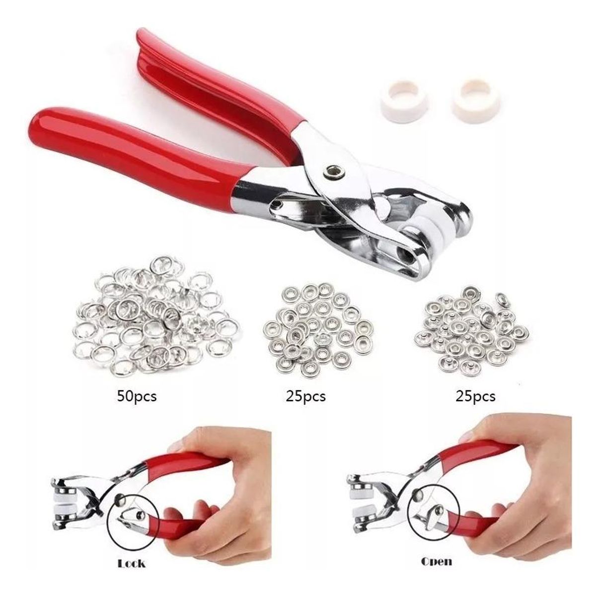 GENERICO - Pinza de Presión Metálica con 25 Broches Ideal para Costura