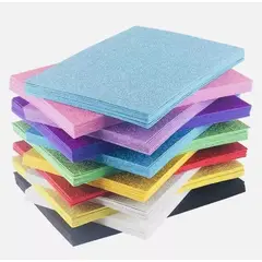 GENERICO - Láminas de Goma Eva Glitter en 10 Colores Brillantes