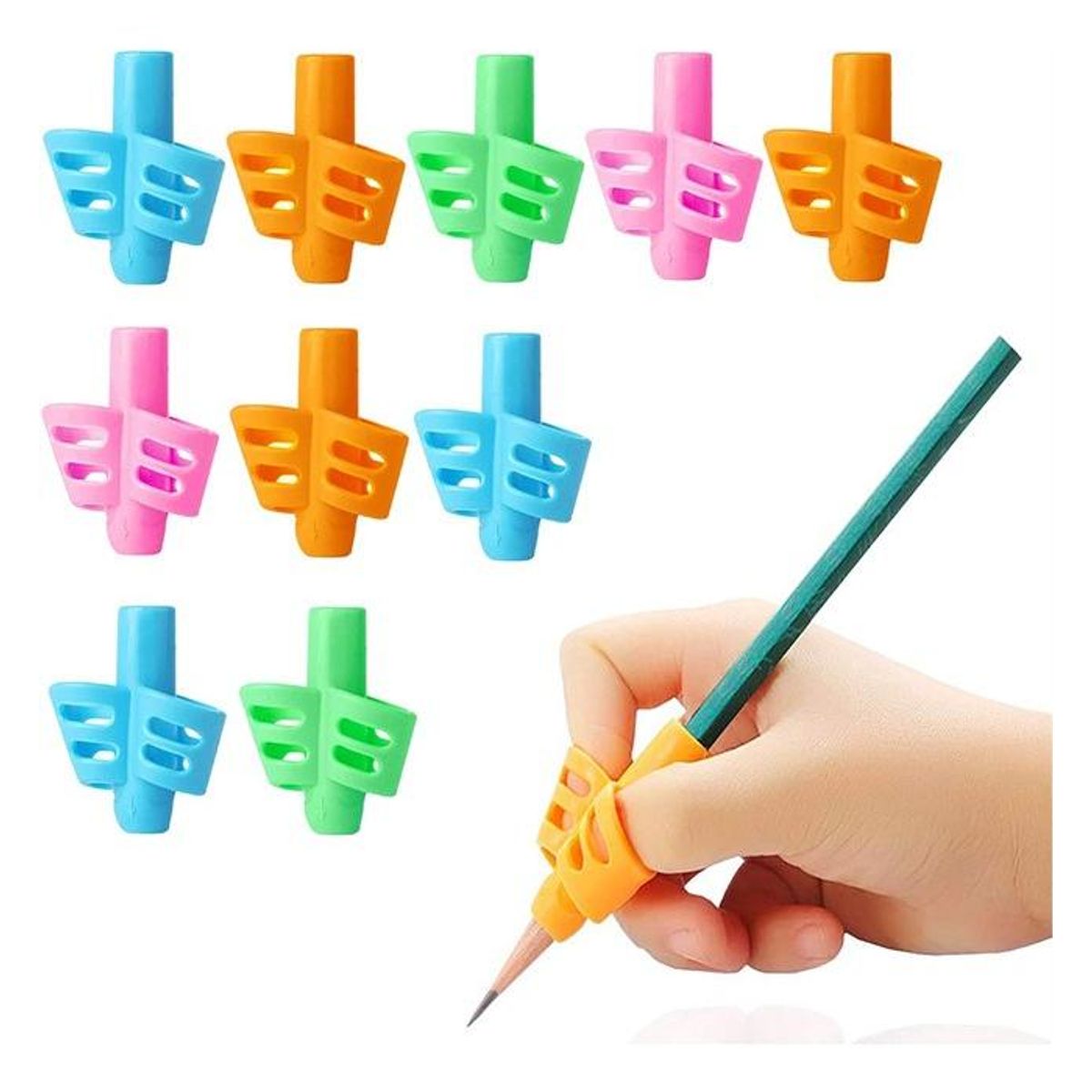 GENERICO - Adaptadores Ergonómicos de Silicona para Lápices - 10 Pzas