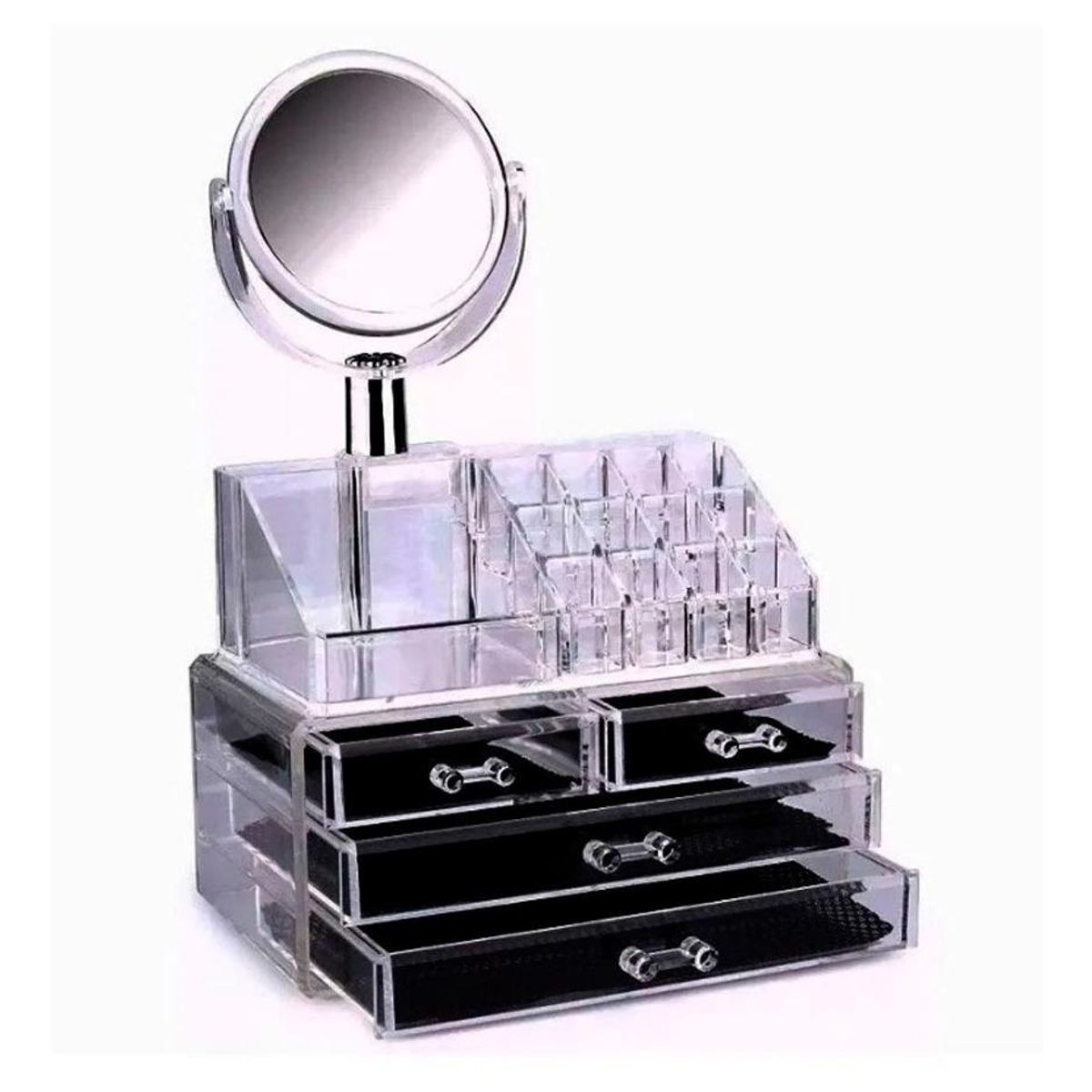 GENERICO - Organizador Acrílico con Espejo y Múltiples Compartimentos