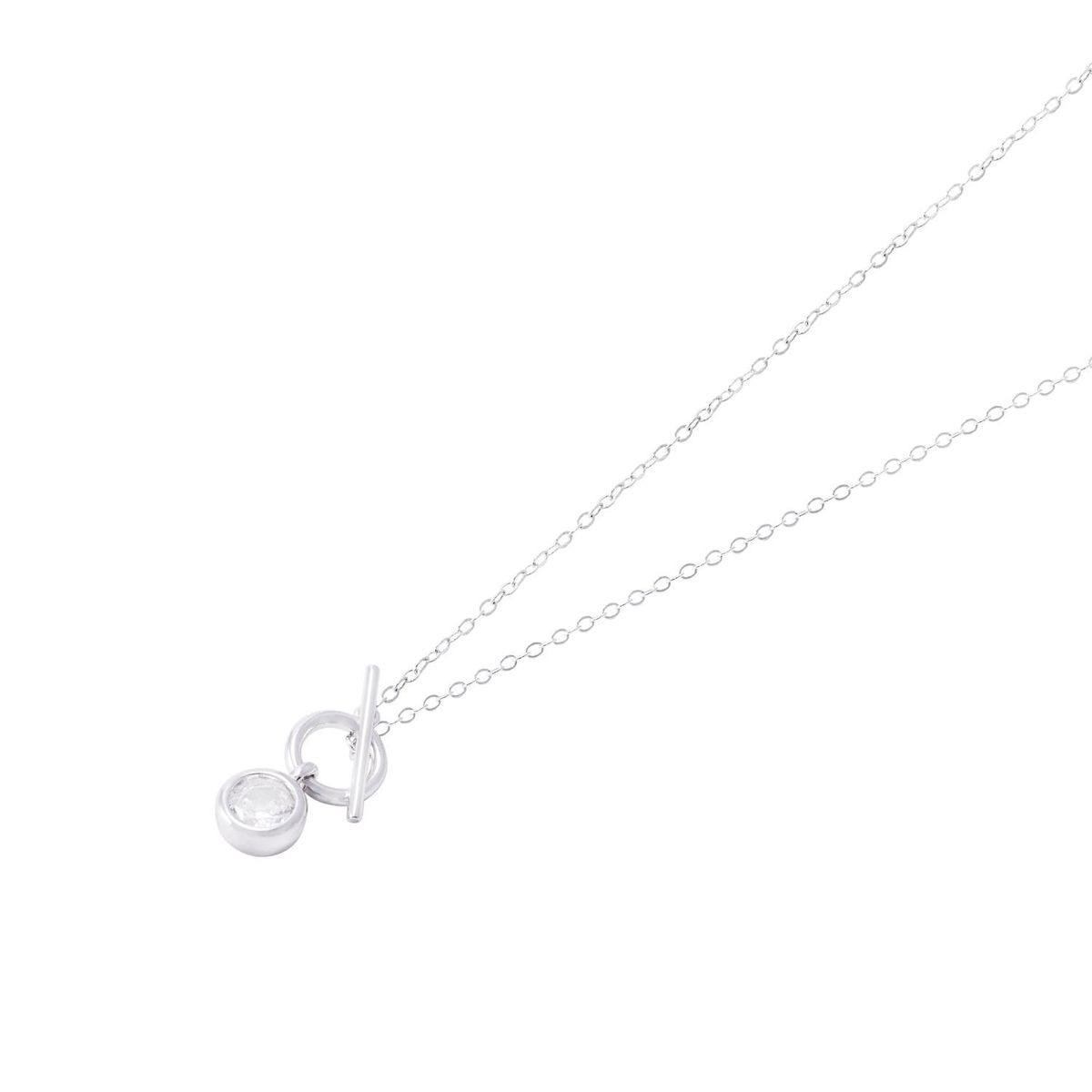 JB JOYAS BARON - Collar de Plata Esterlina 925 Circulo Circón