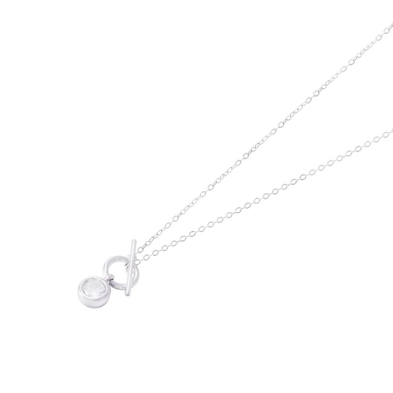 JB JOYAS BARON - Collar de Plata Esterlina 925 Circulo Circón