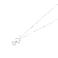 JB JOYAS BARON - Collar de Plata Esterlina 925 Circulo Circón