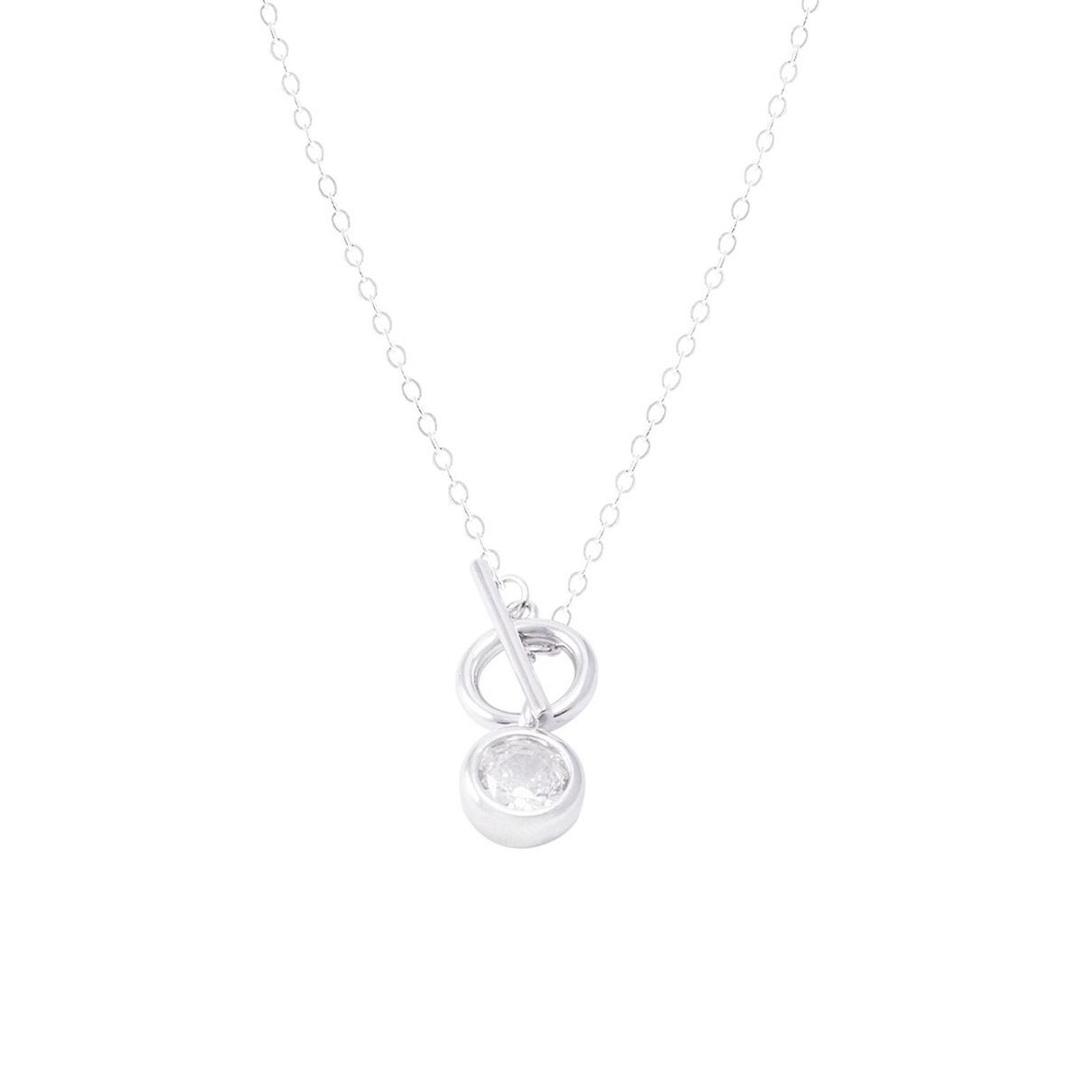 JB JOYAS BARON - Collar de Plata Esterlina 925 Circulo Circón