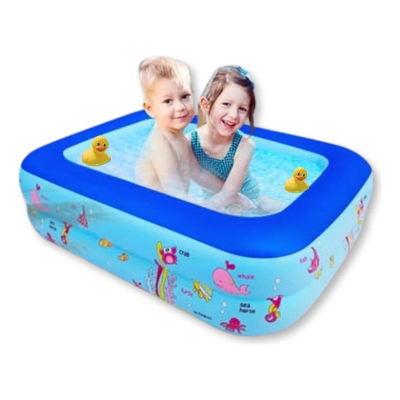 GENERICO - Piscina Inflable Rectangular con Diseño Marino para Niños