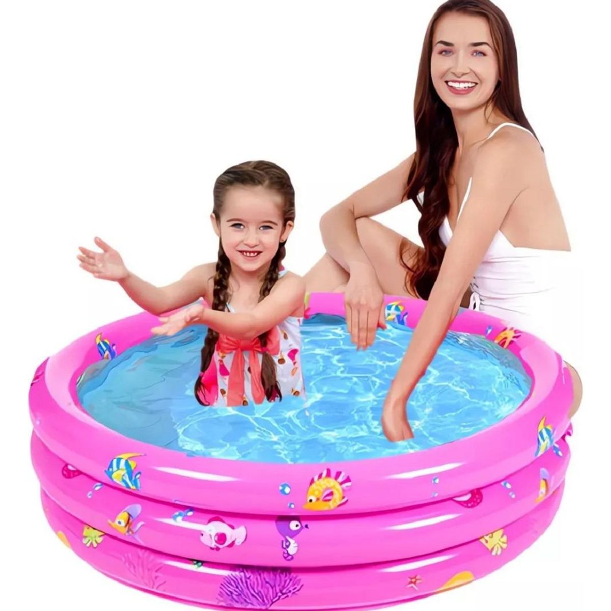 GENERICO - Piscina Inflable Redonda Rosada para Niños de 120 cm