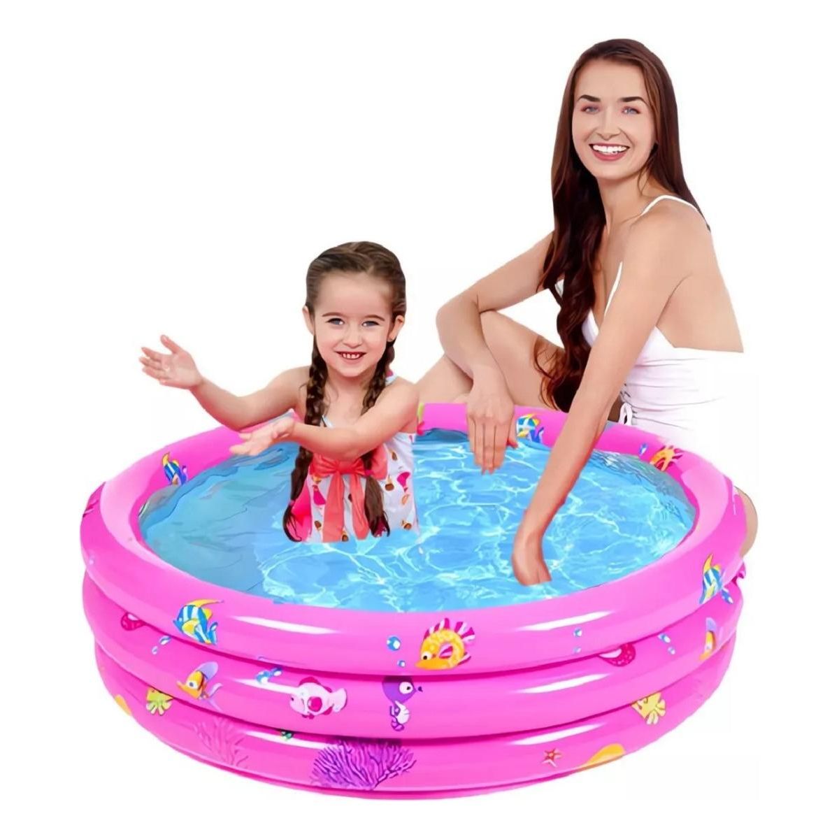 GENERICO - Piscina Inflable Redonda Rosada para Niños de 120 cm