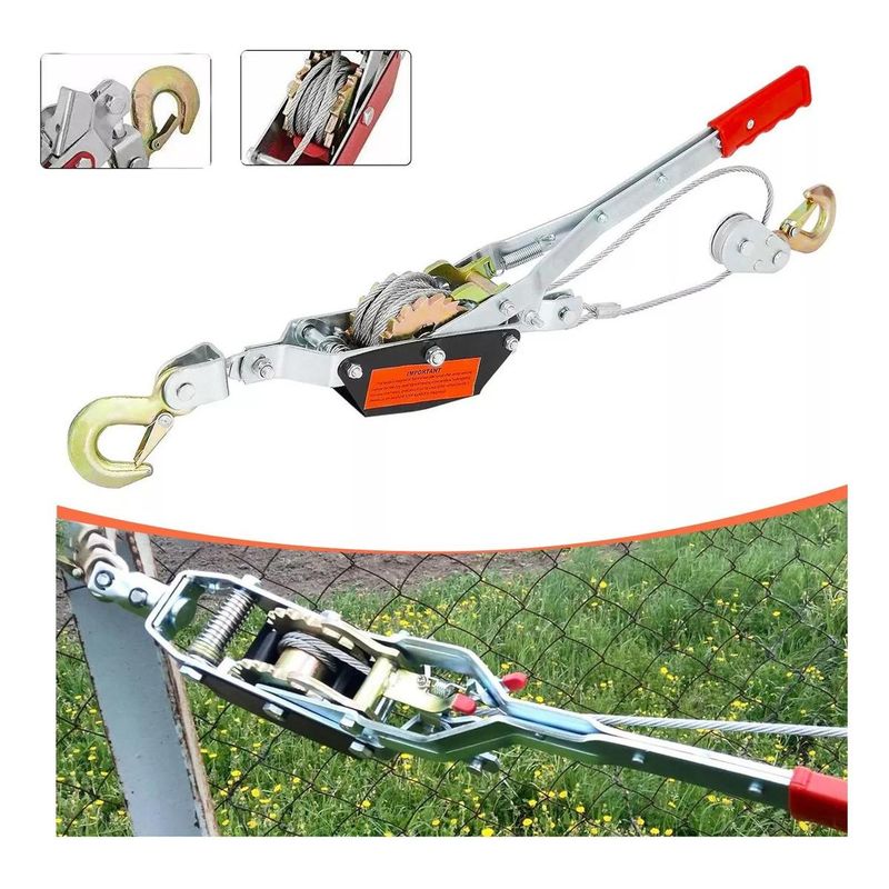GENERICO - Malacate Manual de 2 Toneladas con Cable y Doble Engranaje