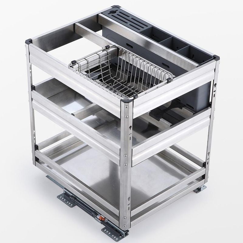 GENERICO - Organizador Extraíble de Acero Inoxidable para Cocina