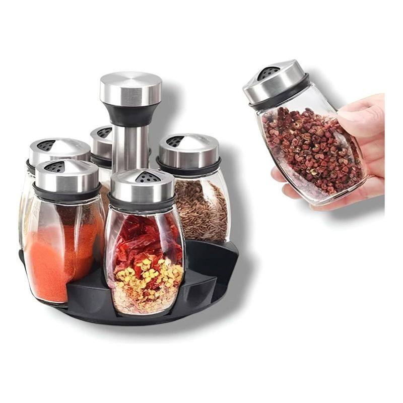 GENERICO - Especiero Giratorio 360 con 7 Frascos para Condimentos