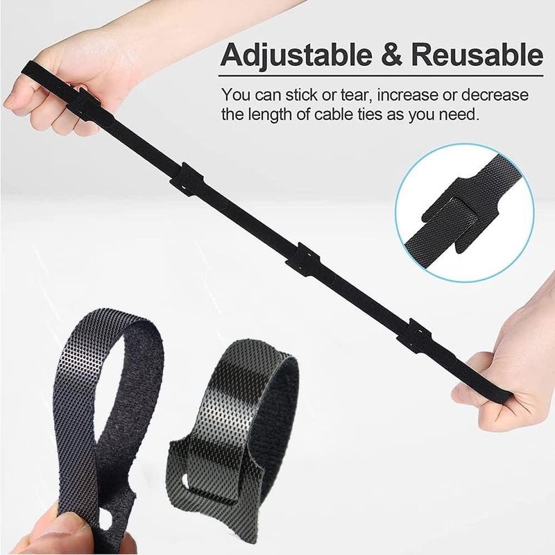 GENERICO - Bridas Reutilizables de Tela para Organización de Cables 100 Pcs