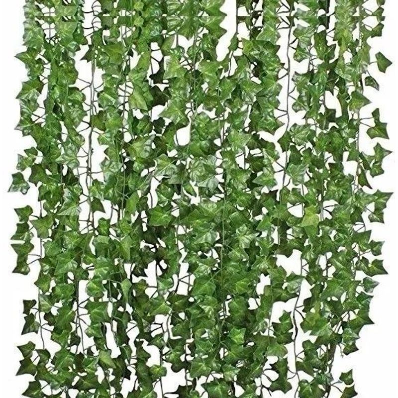 GENERICO - Tiras de Enredadera Artificial Verde 21m - Pack de 60 Unidades