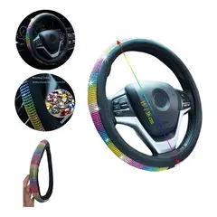 GENERICO - Funda de Volante en Cuero Sintético con Diseño Arcoíris
