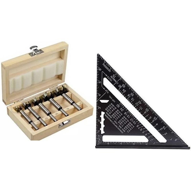 GENERICO - Juego de Brocas Forstner de Acero para Madera 5 Piezas