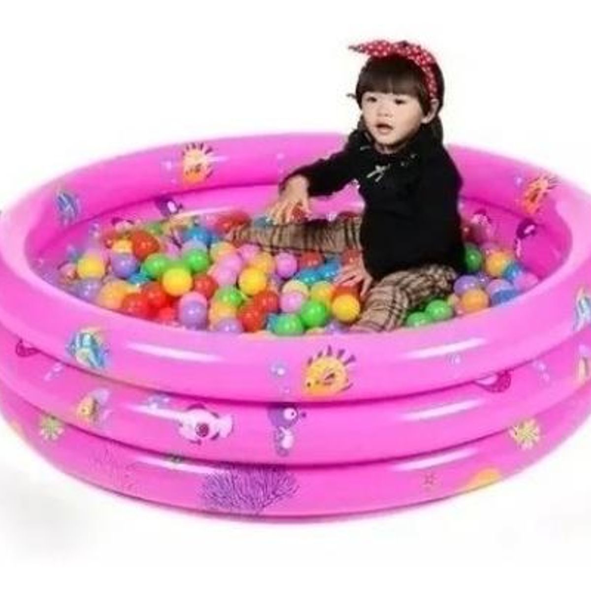 GENERICO - Piscina Inflable Redonda para Niños con Aros Coloridos.