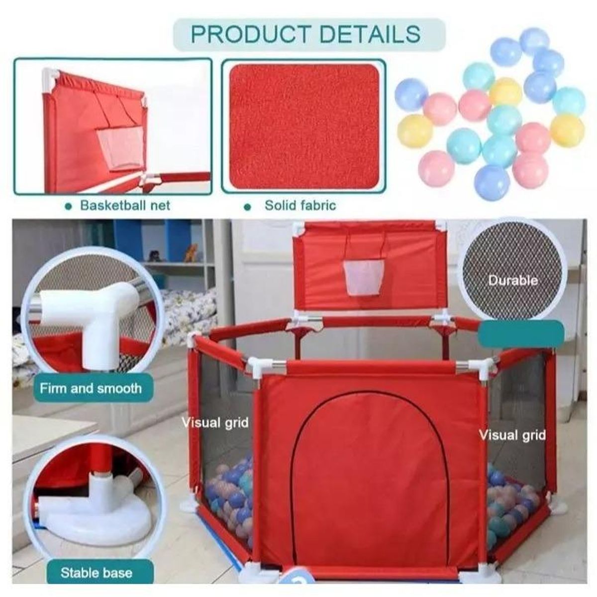 GENERICO - Piscina Rectangular con 210 Pelotitas de Colores Divertidos