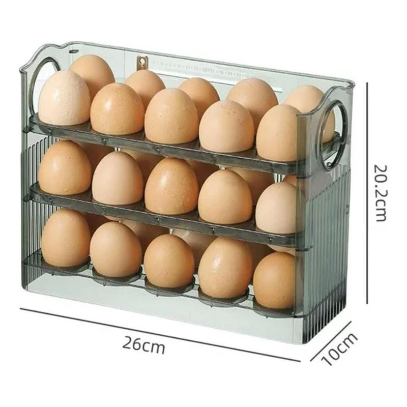 GENERICO - Huevero Rectangular Apilable para 30 Huevos con Manijas