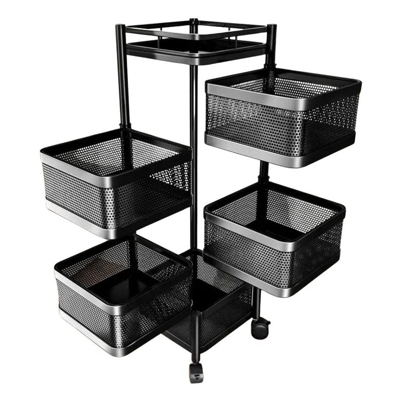 GENERICO - Carrito Organizador Giratorio de 5 Cestas para Cocina