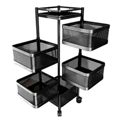 GENERICO - Carrito Organizador Giratorio de 5 Cestas para Cocina