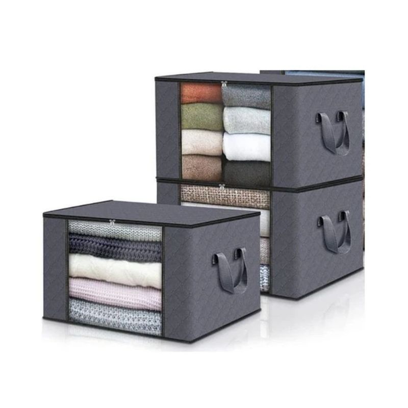 GENERICO - Organizador De Bolsas Almacenamiento De Ropa Gris 3 Unidades