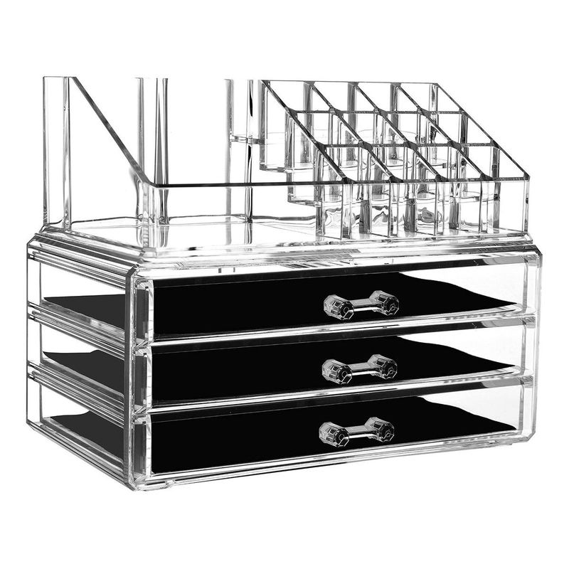 GENERICO - Organizador Apilable de Maquillaje y Cosméticos Transparente