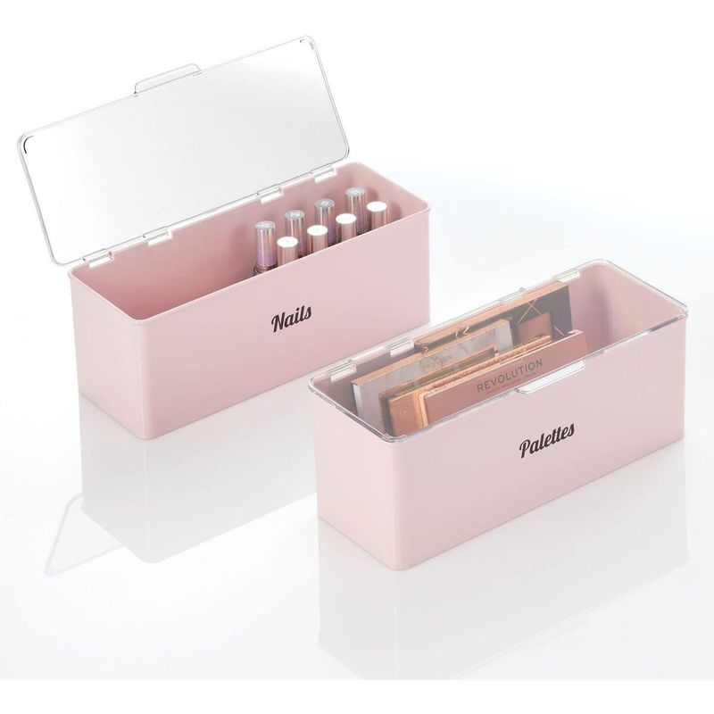 GENERICO - Caja Organizadora Apilable para Cosméticos Rosa Transparente
