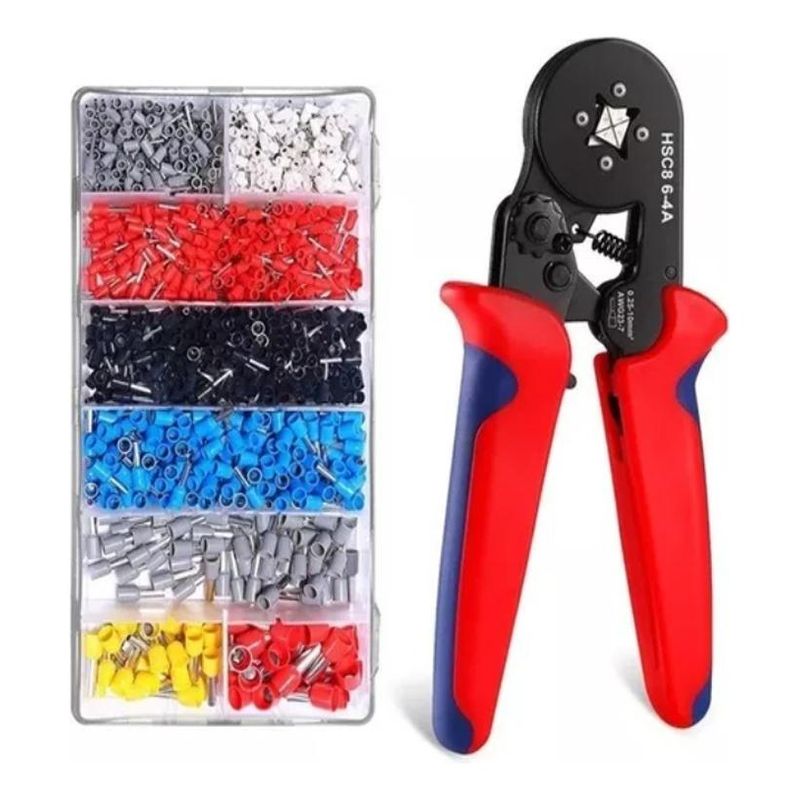 GENERICO - Kit Crimpadora con 1250 Terminales y Alicates Ajustables