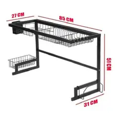 GENERICO - Escurridor de Platos y Utensilios de Cocina Negro 85 cm