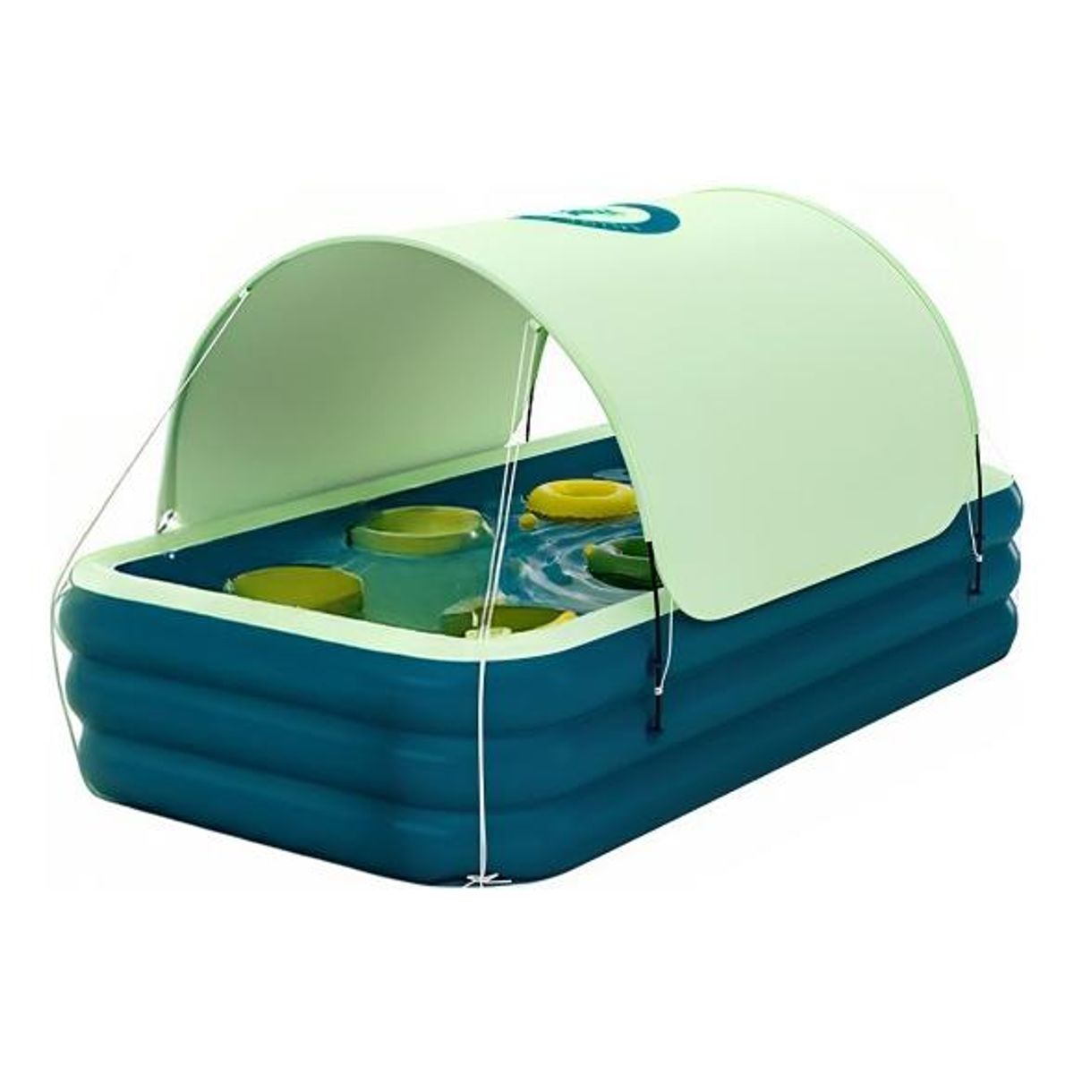 GENERICO - Piscina Inflable Familiar Rectangular con Tobogán y Toldo