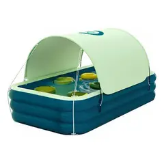 GENERICO - Piscina Inflable Familiar Rectangular con Tobogán y Toldo