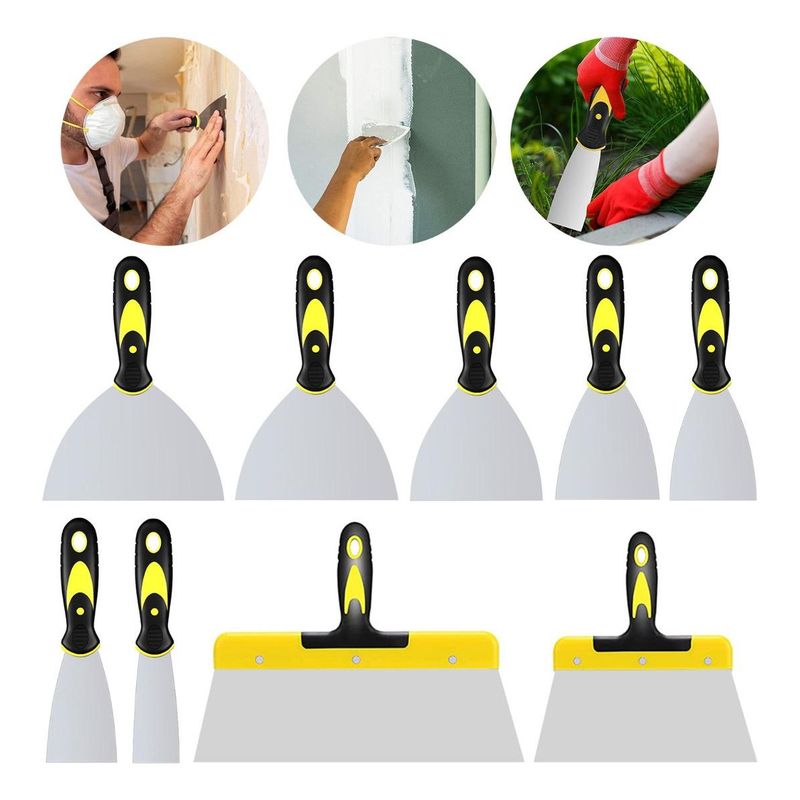 GENERICO - Juego de Espátulas de Acero Inoxidable para Construcción 9 pcs